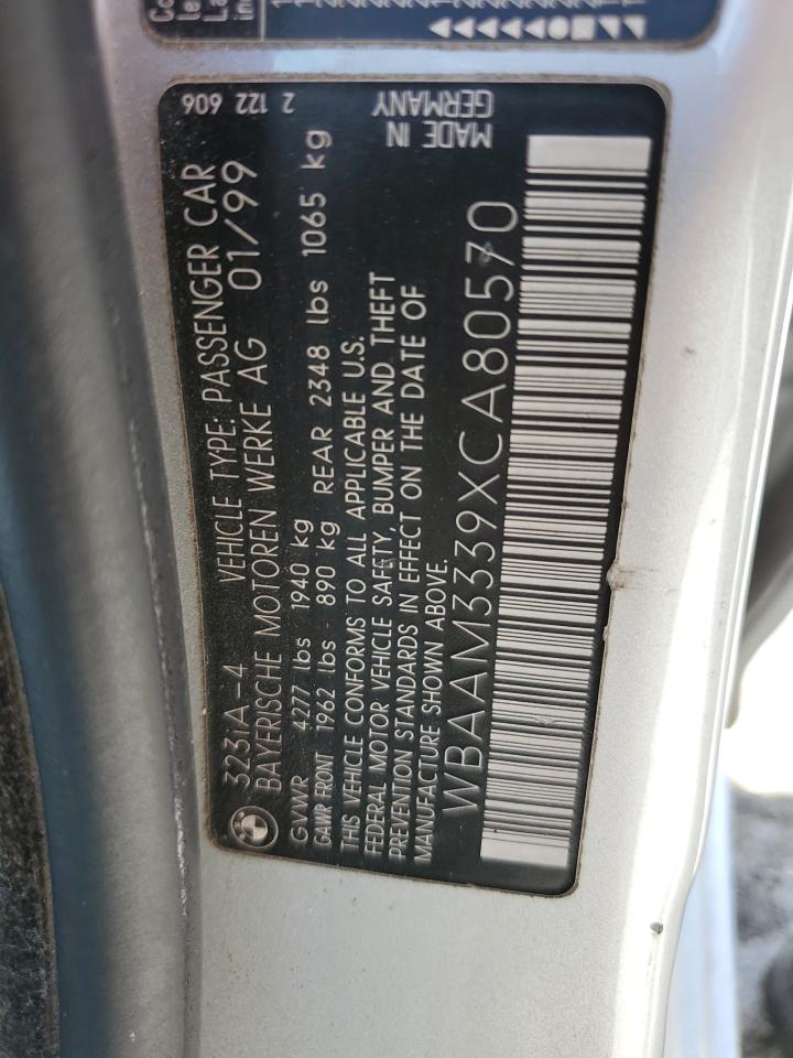 1999 BMW 323 I Automatic VIN: WBAAM3339XCA80570 Lot: 66003835