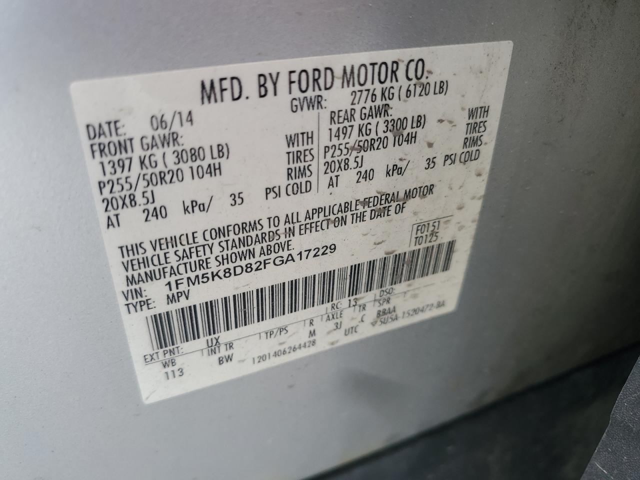 2015 Ford Explorer Xlt VIN: 1FM5K8D82FGA17229 Lot: 63159535