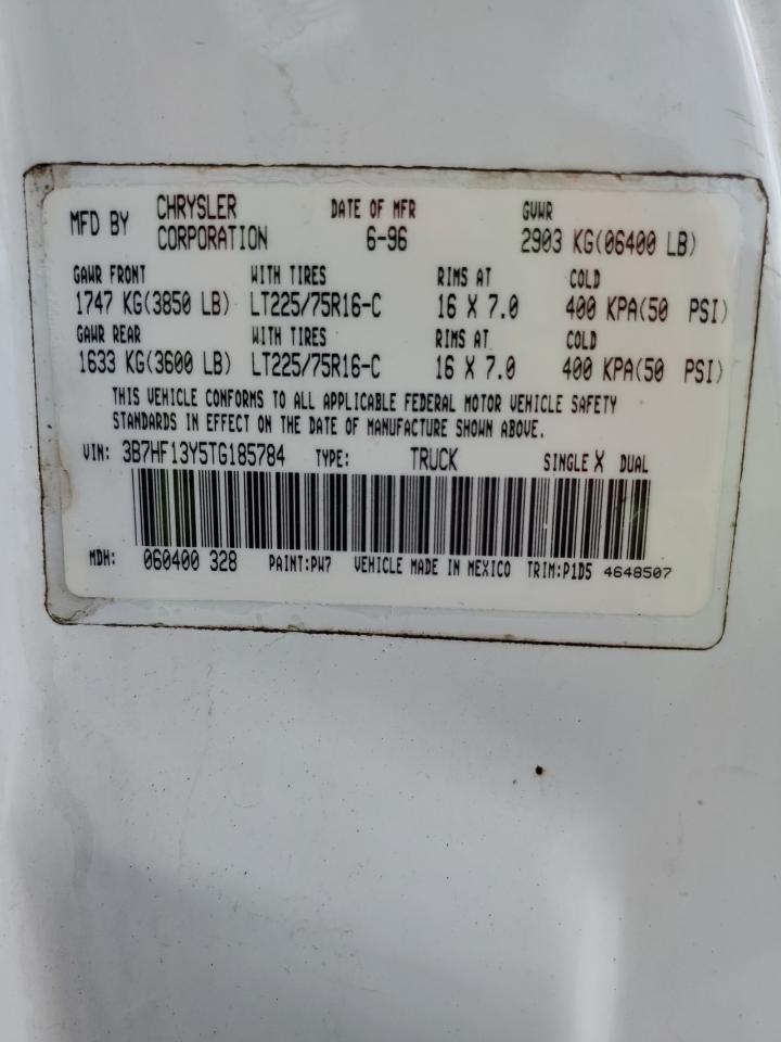 1996 Dodge Ram 1500 VIN: 3B7HF13Y5TG185784 Lot: 64748865