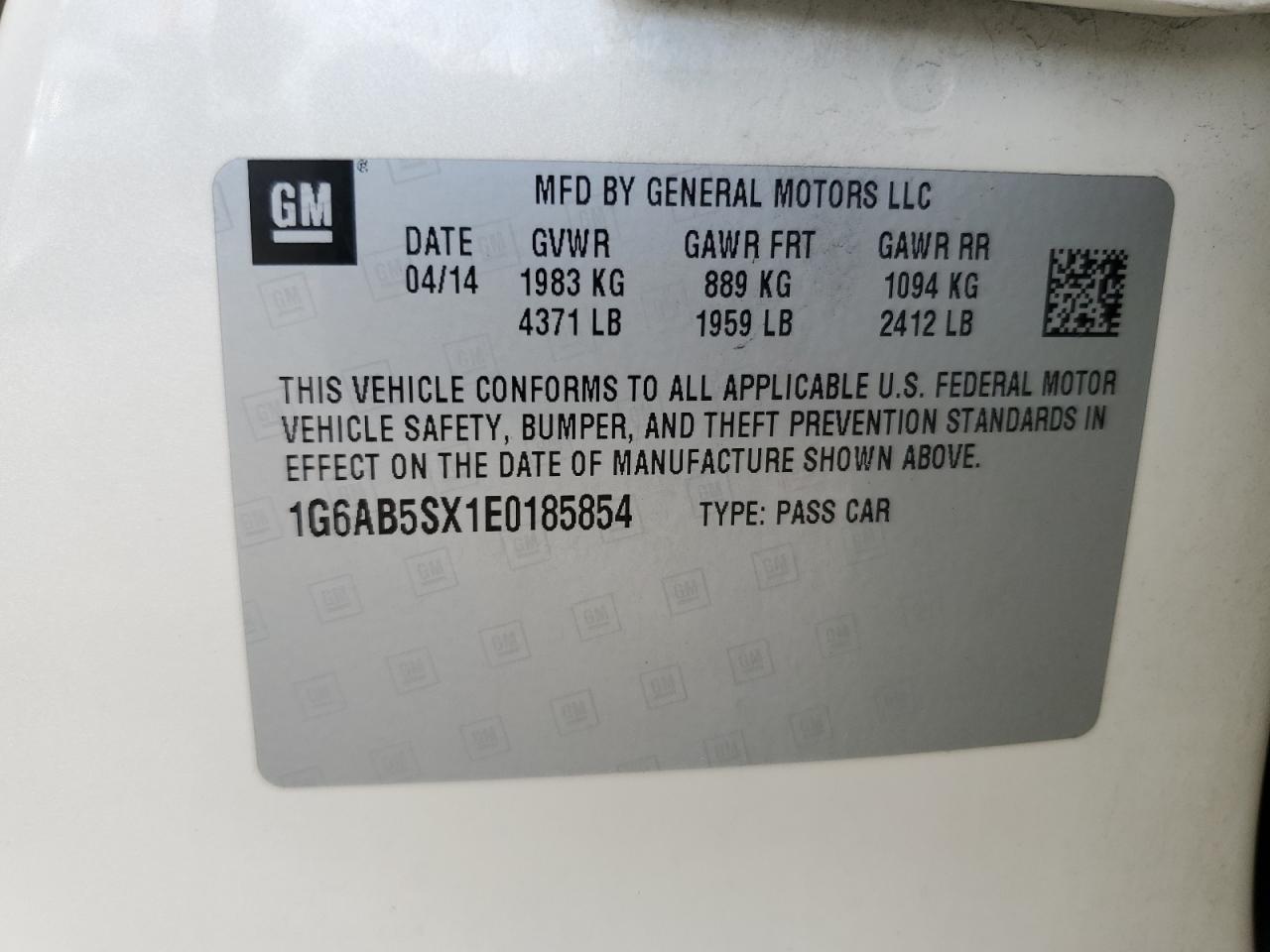 2014 Cadillac Ats Luxury VIN: 1G6AB5SX1E0185854 Lot: 65352535