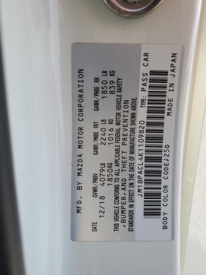2019 Mazda 3 Preferred Plus VIN: JM1BPACL4K1109820 Lot: 65243445