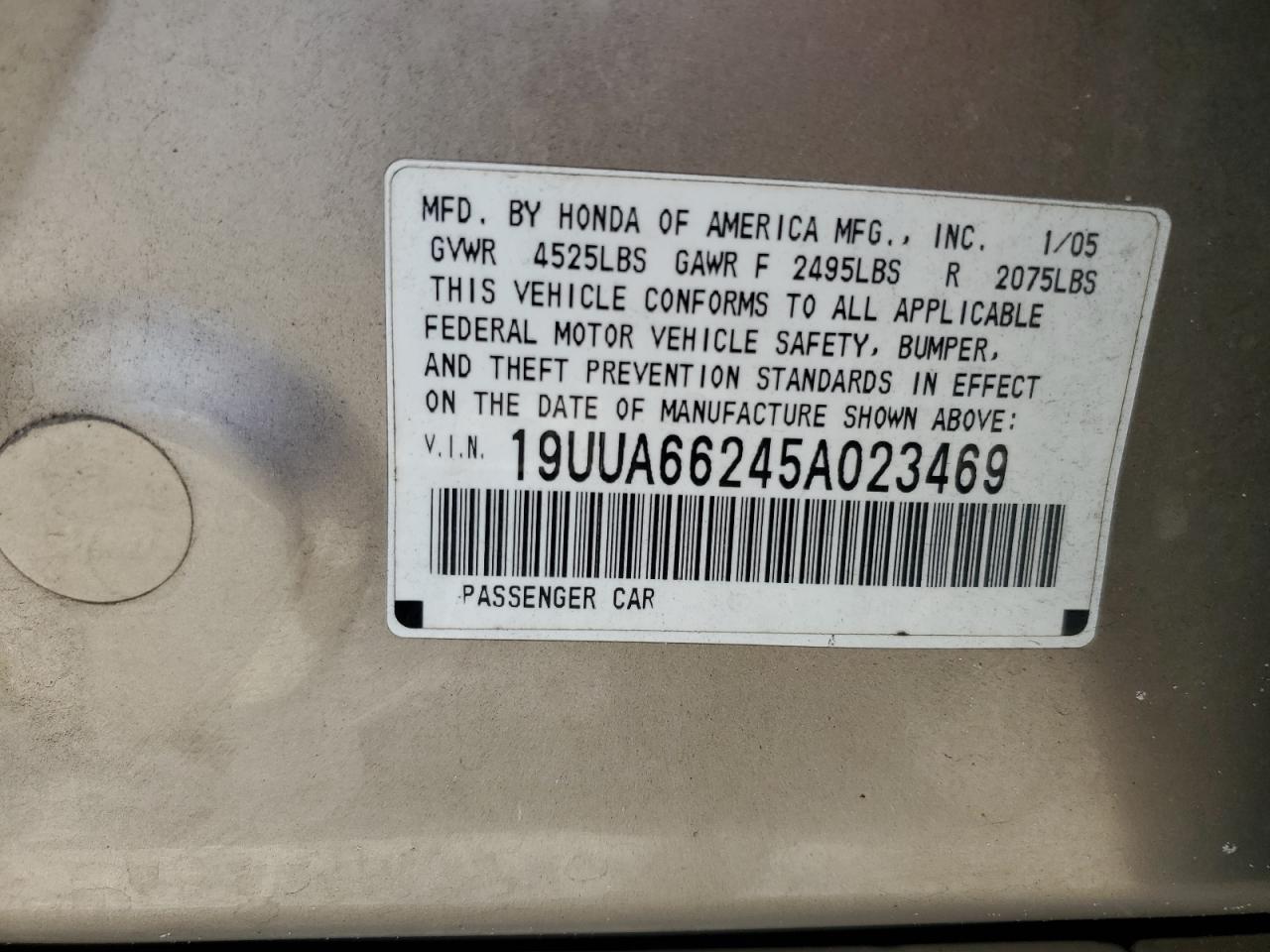 19uua66245a023469 19UUA66245A023469 2005 Acura Tl