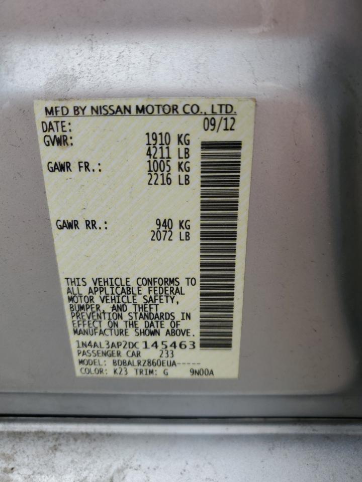 2013 Nissan Altima 2.5 VIN: 1N4AL3AP2DC145463 Lot: 65467305