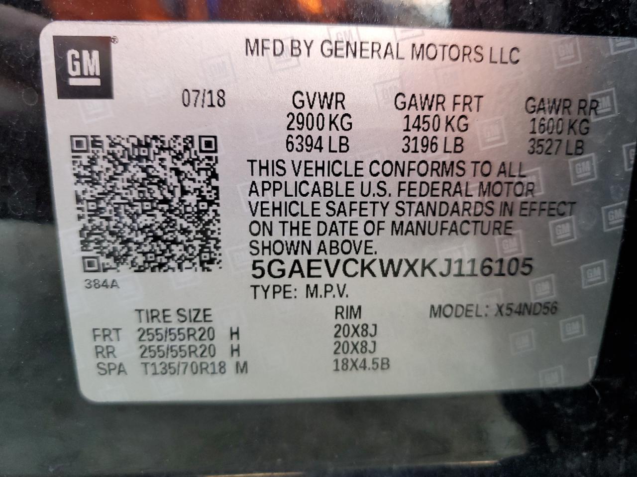 2019 Buick Enclave Avenir VIN: 5GAEVCKWXKJ116105 Lot: 64659825