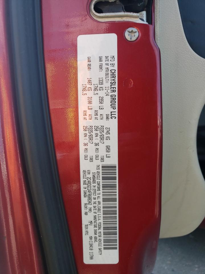 2015 Dodge Grand Caravan Sxt VIN: 2C4RDGCG4FR608342 Lot: 64922965