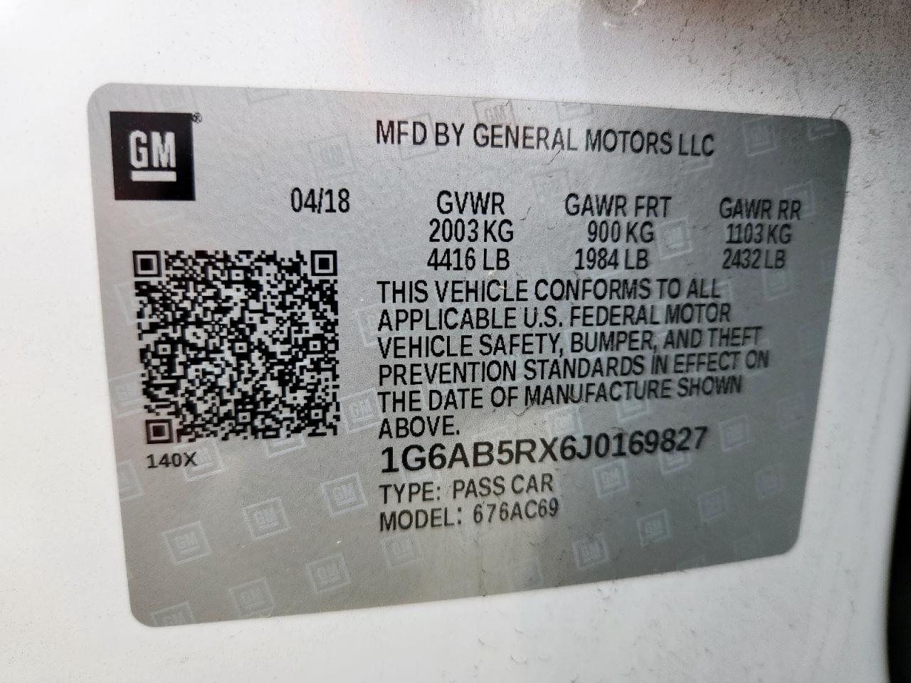 2018 Cadillac Ats Luxury VIN: 1G6AB5RX6J0169827 Lot: 63731395