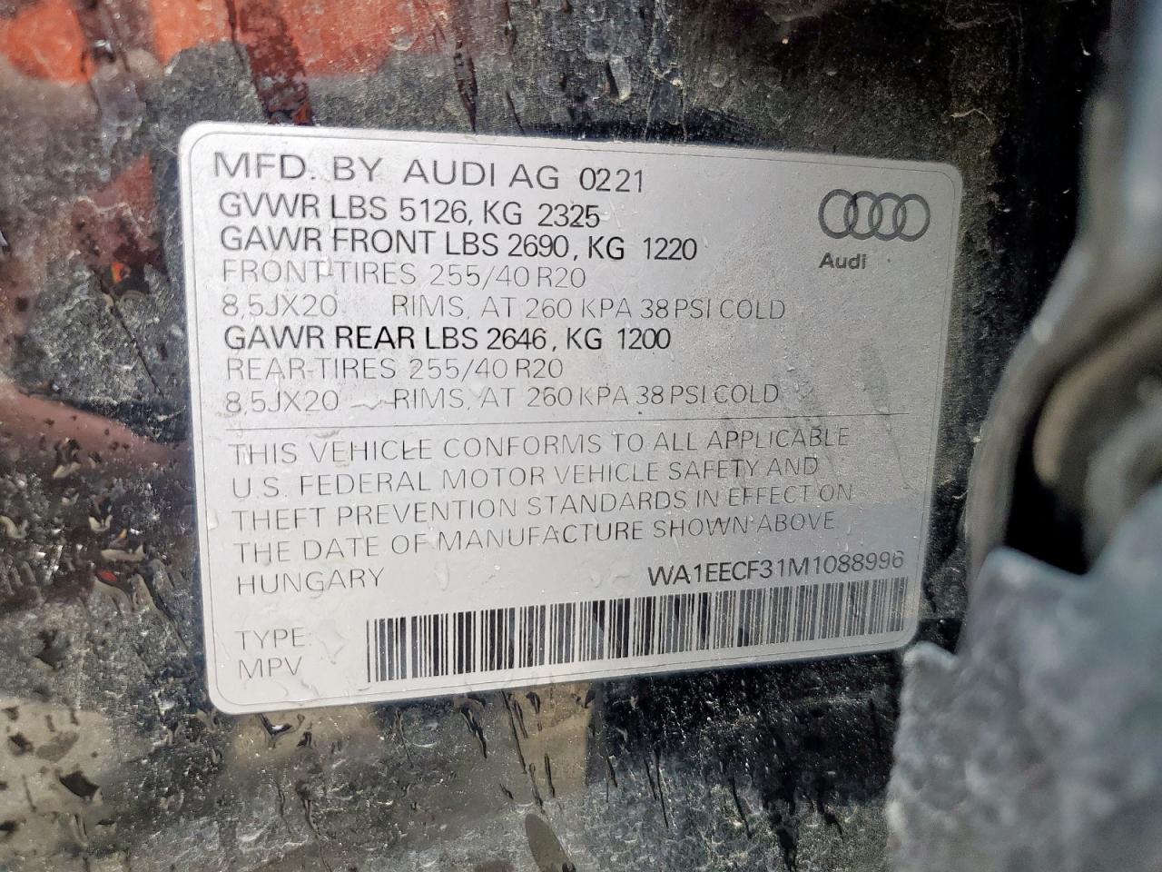 2021 Audi Q3 Premium Plus S Line 45 VIN: WA1EECF31M1088996 Lot: 64549435