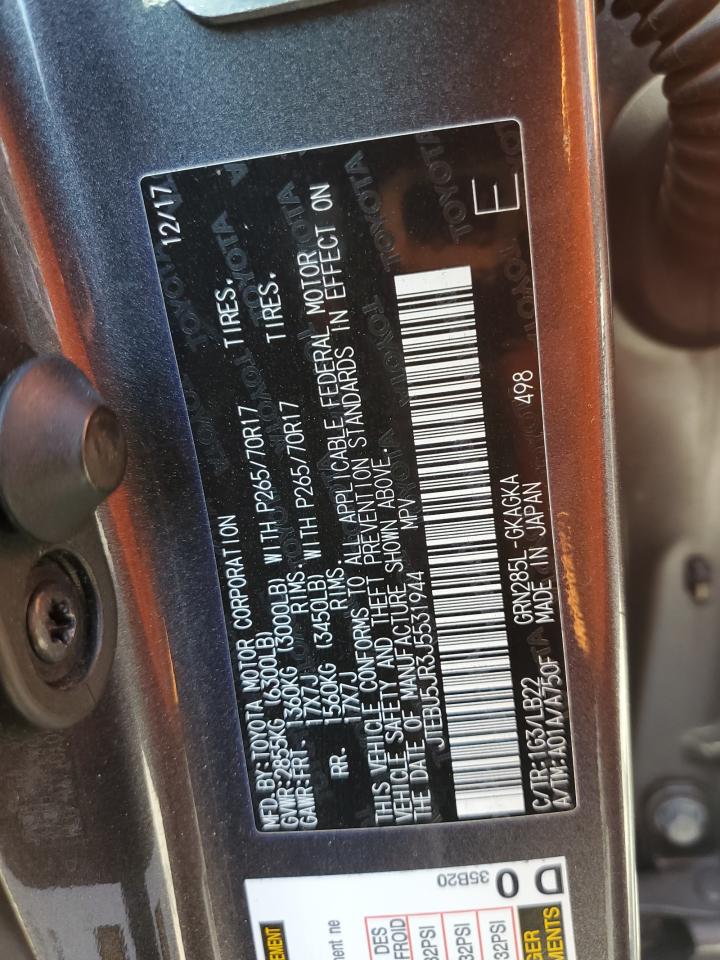 2018 Toyota 4Runner Sr5/Sr5 Premium VIN: JTEBU5JR3J5531944 Lot: 64101615