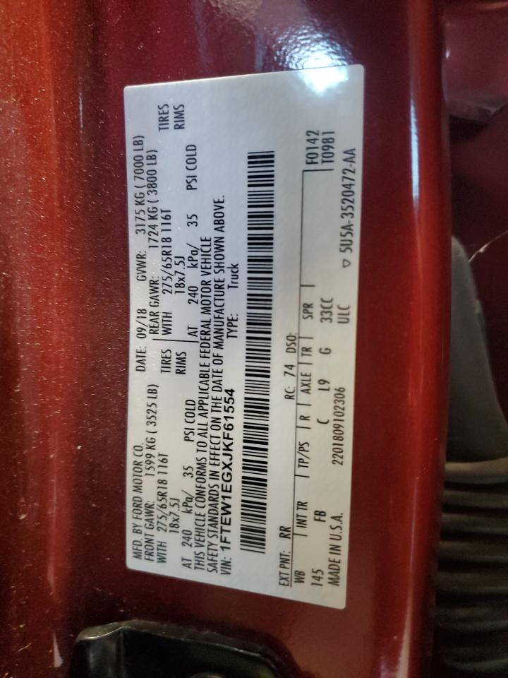 2018 Ford F150 Supercrew VIN: 1FTEW1EGXJKF61554 Lot: 66659025