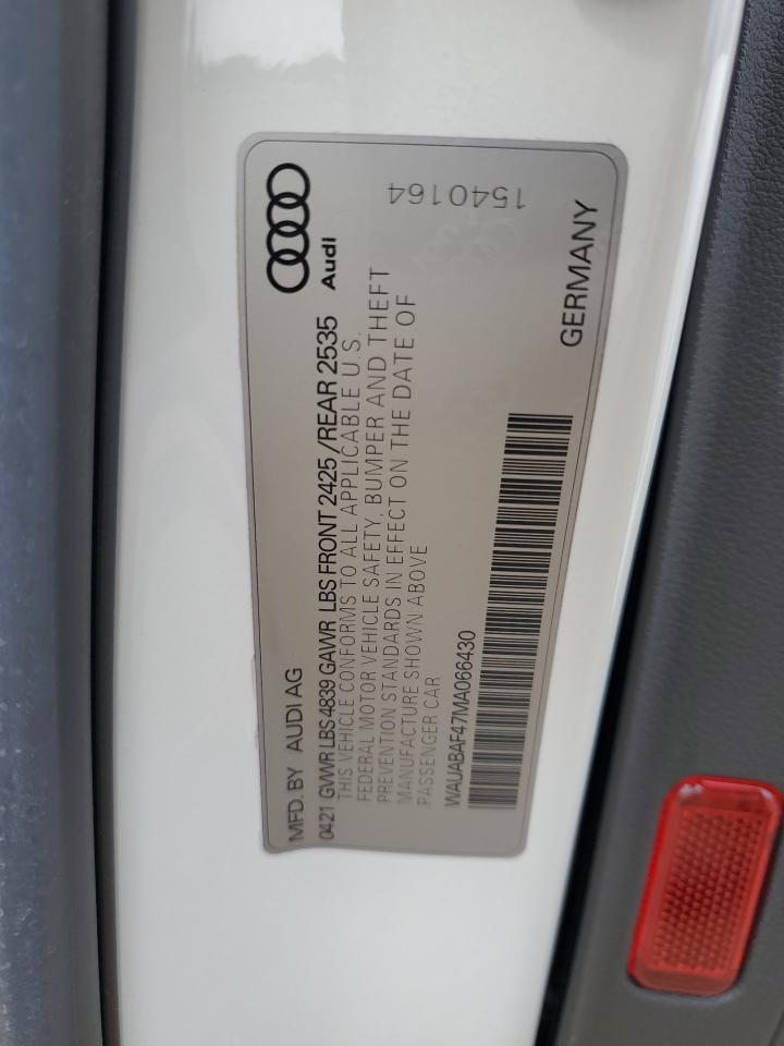 2021 Audi A4 Premium 40 VIN: WAUABAF47MA066430 Lot: 65157185