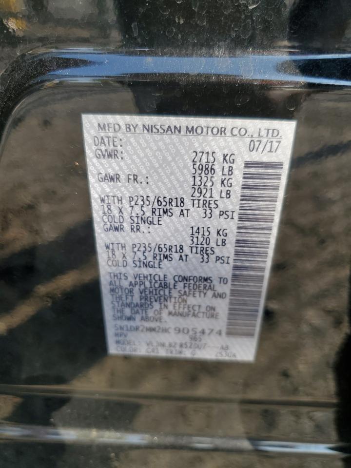 2017 Nissan Pathfinder S VIN: 5N1DR2MM2HC905474 Lot: 66603965