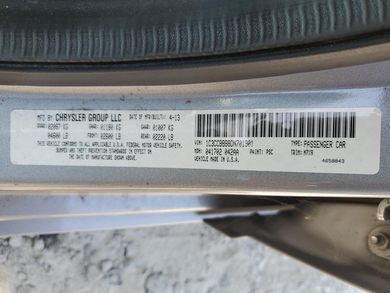 2013 Chrysler 200 Touring VIN: 1C3CCBBB8DN701901 Lot: 63703775