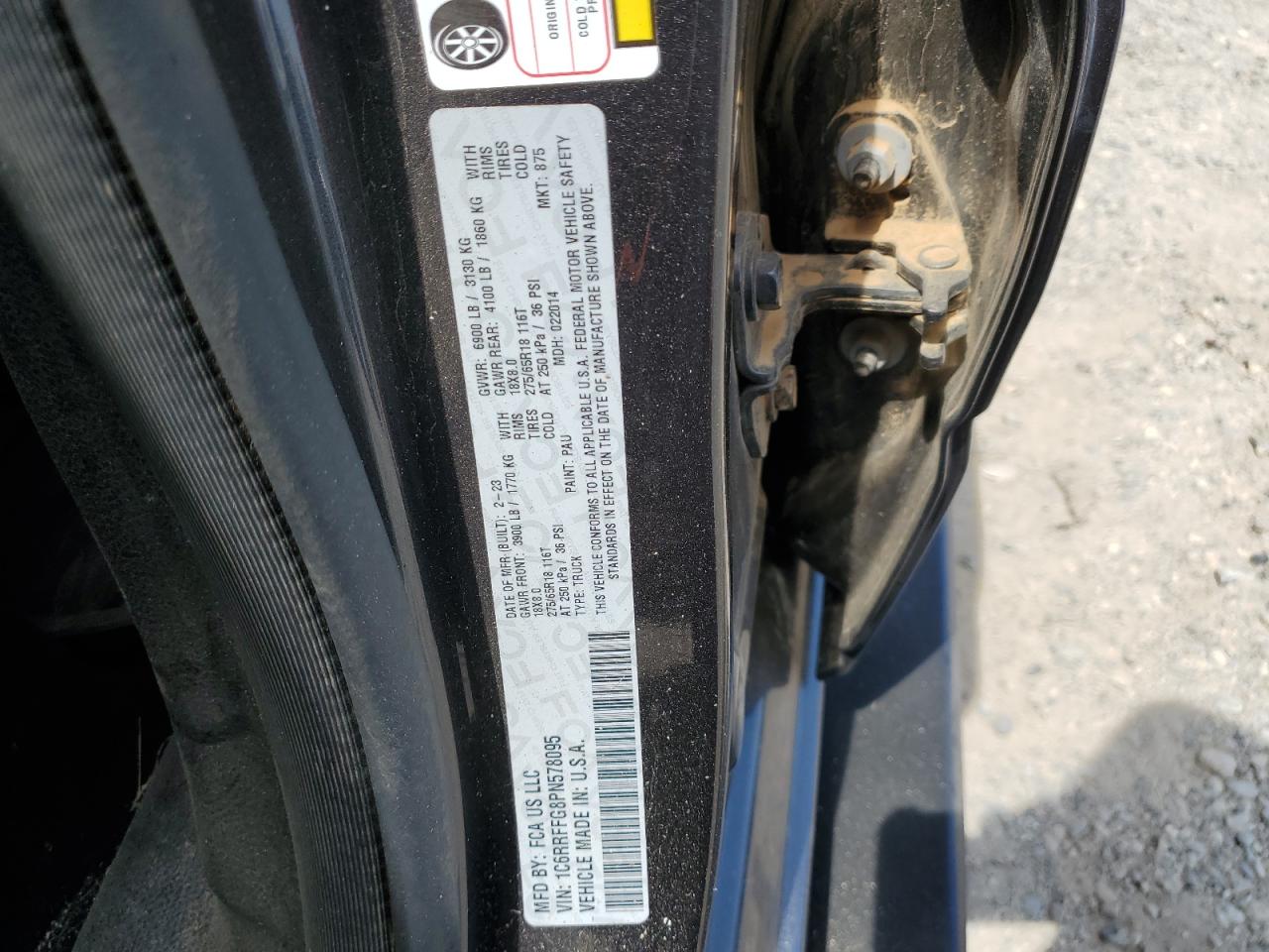 2023 Ram 1500 Big Horn/Lone Star VIN: 1C6RRFFG8PN578095 Lot: 63601165