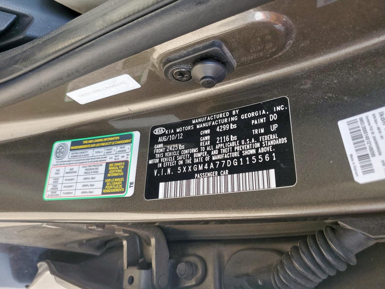 5xxgm4a77dg115561 5XXGM4A77DG115561 2013 Kia Optima Lx