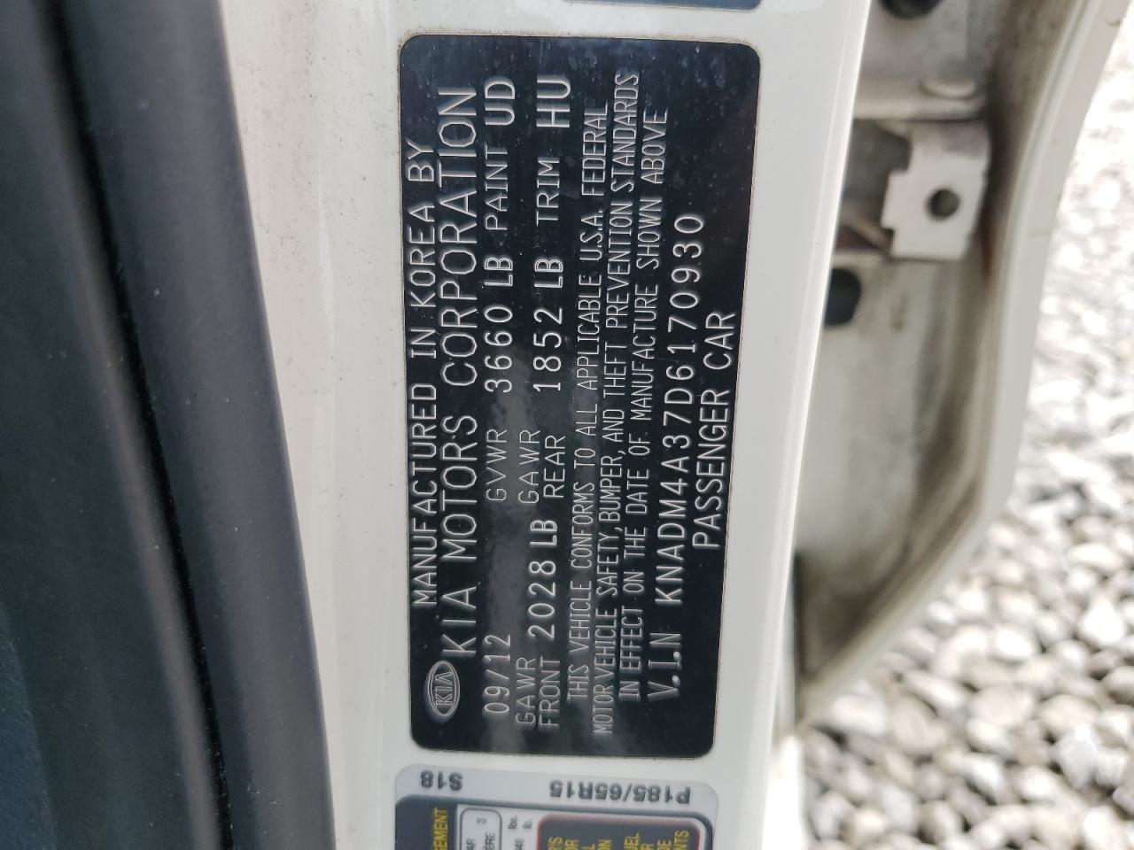 2013 Kia Rio Lx VIN: KNADM4A37D6170930 Lot: 63214905