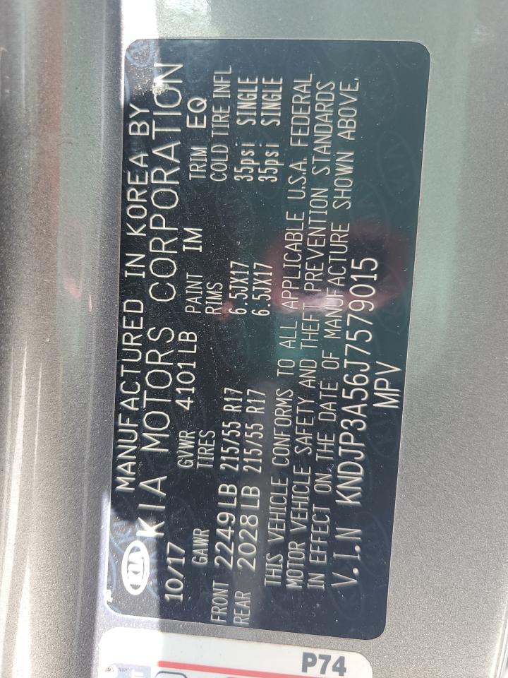 2018 Kia Soul + VIN: KNDJP3A56J7579015 Lot: 64443215
