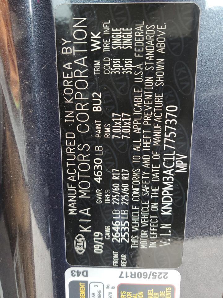 kndpm3ac1l7757370 KNDPM3AC1L7757370 2020 Kia Sportage Lx