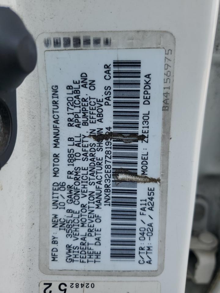 2007 Toyota Corolla Ce VIN: 1NXBR32E87Z819524 Lot: 65621105