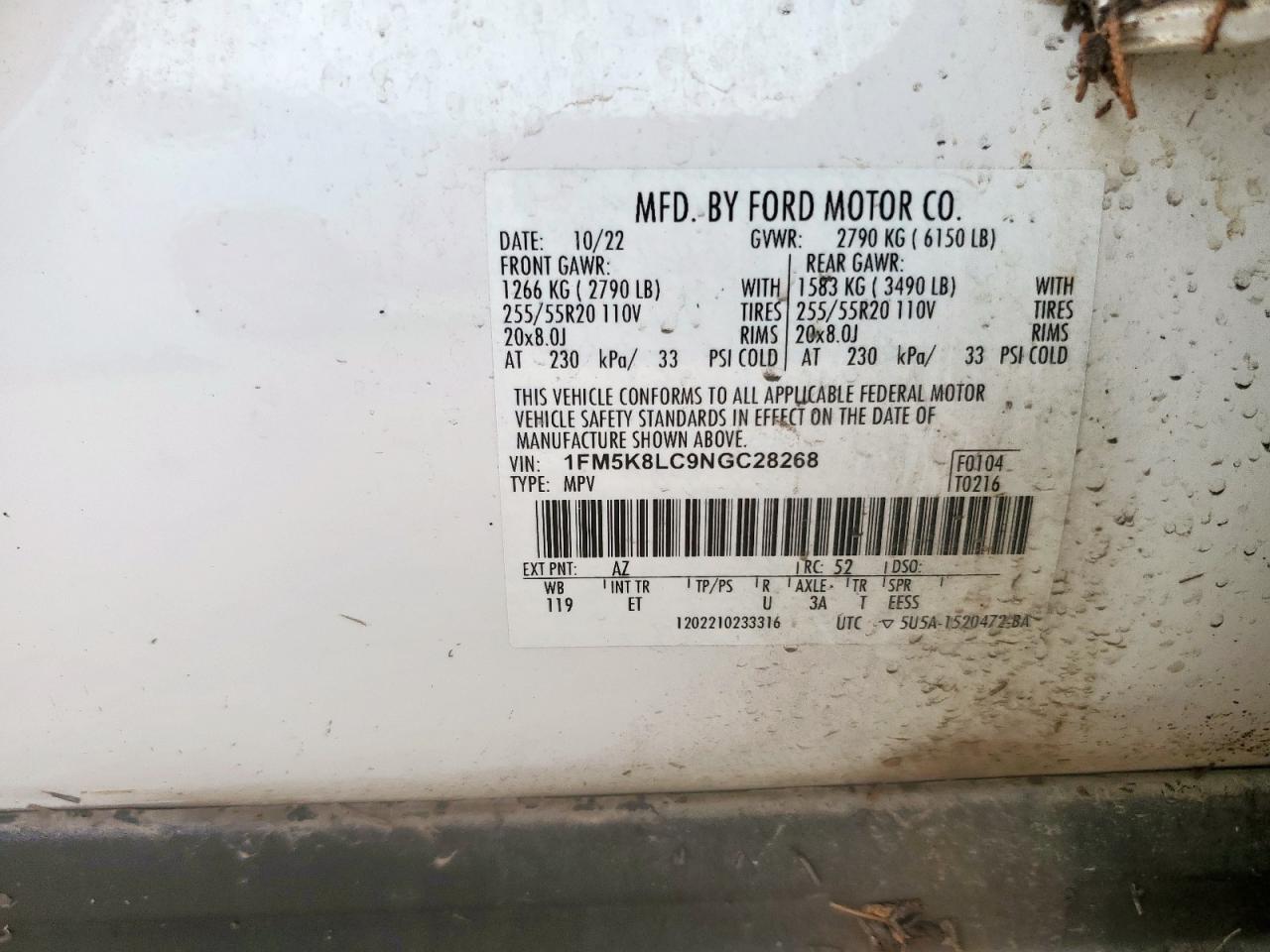 2022 Ford Explorer King Ranch VIN: 1FM5K8LC9NGC28268 Lot: 64607295