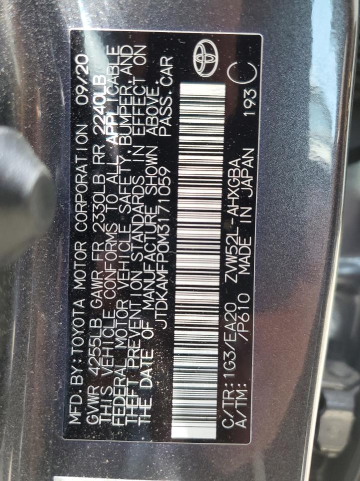 2021 Toyota Prius Prime Le VIN: JTDKAMFP0M3171059 Lot: 62817345