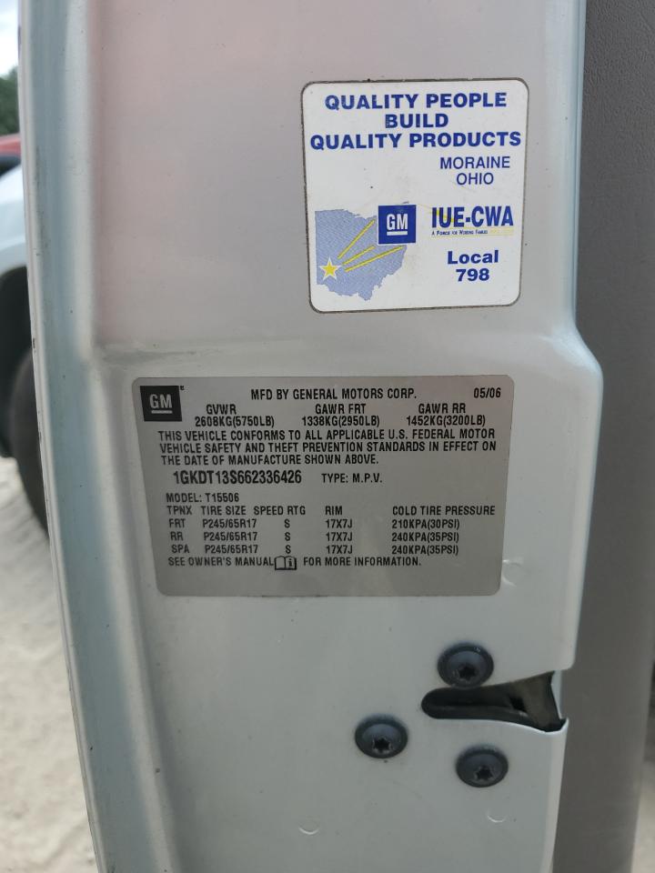 2006 GMC Envoy VIN: 1GKDT13S662336426 Lot: 66004755