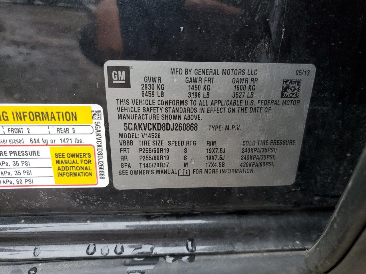 2013 Buick Enclave VIN: 5GAKVCKD8DJ260868 Lot: 66996755