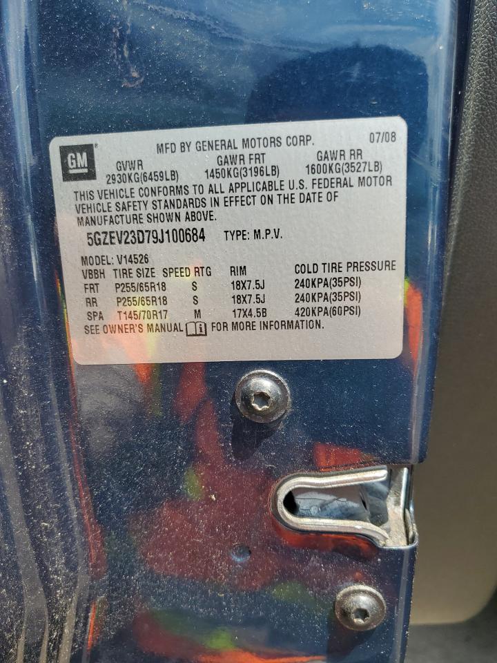 2009 Saturn Outlook Xr VIN: 5GZEV23D79J100684 Lot: 63054805