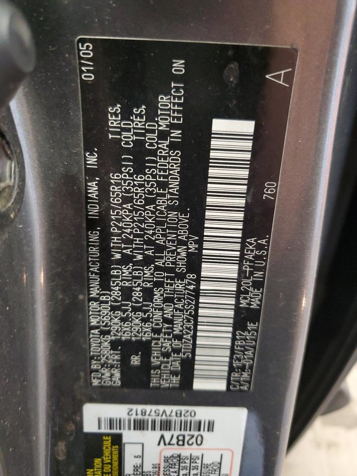 2005 Toyota Sienna Ce VIN: 5TDZA23C75S277478 Lot: 66640325