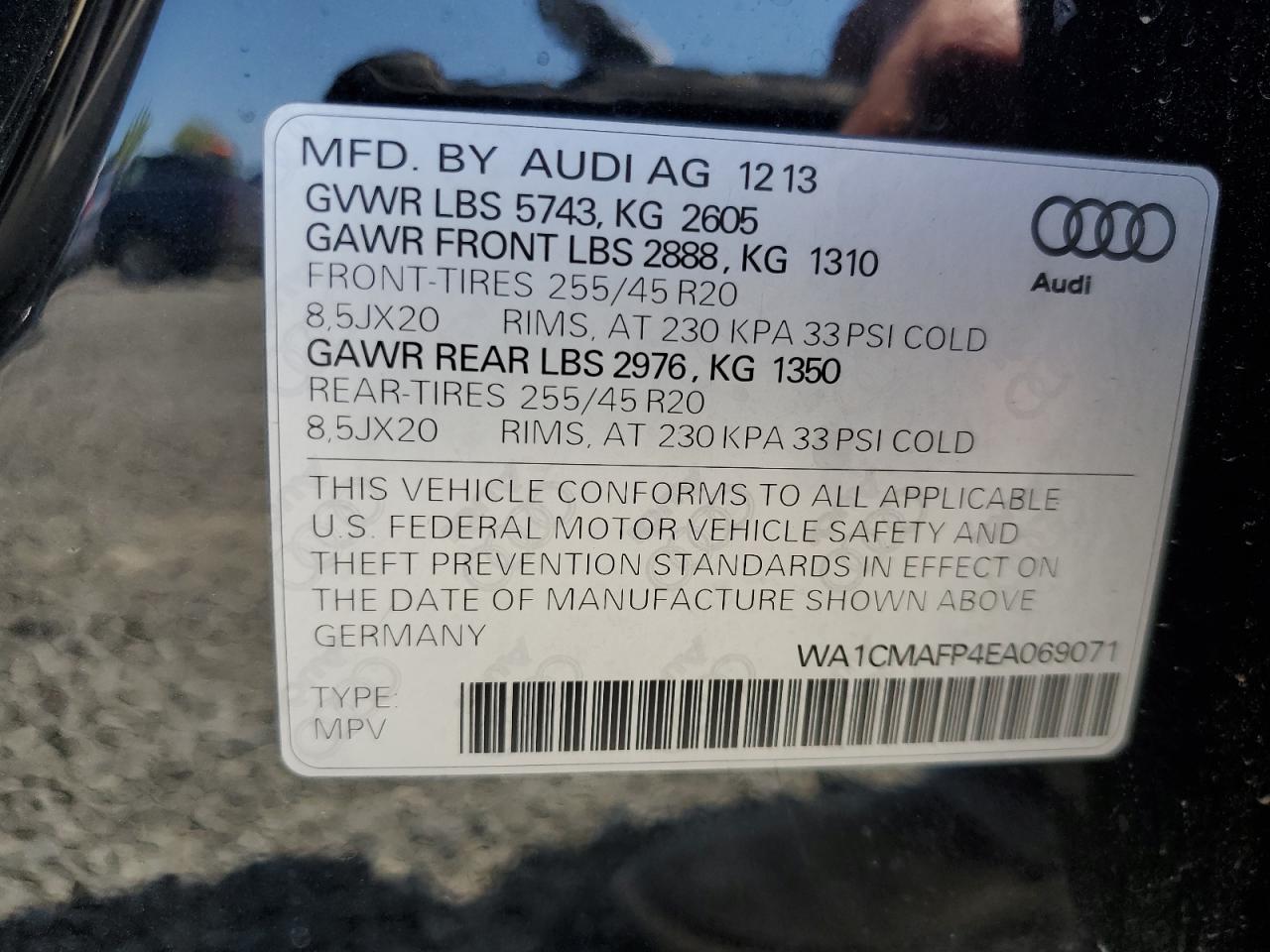 2014 Audi Q5 Tdi Premium Plus VIN: WA1CMAFP4EA069071 Lot: 63241715