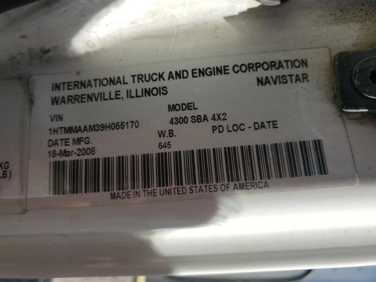 2009 International 4000 4300 VIN: 1HTMMAAM39H055170 Lot: 70396145