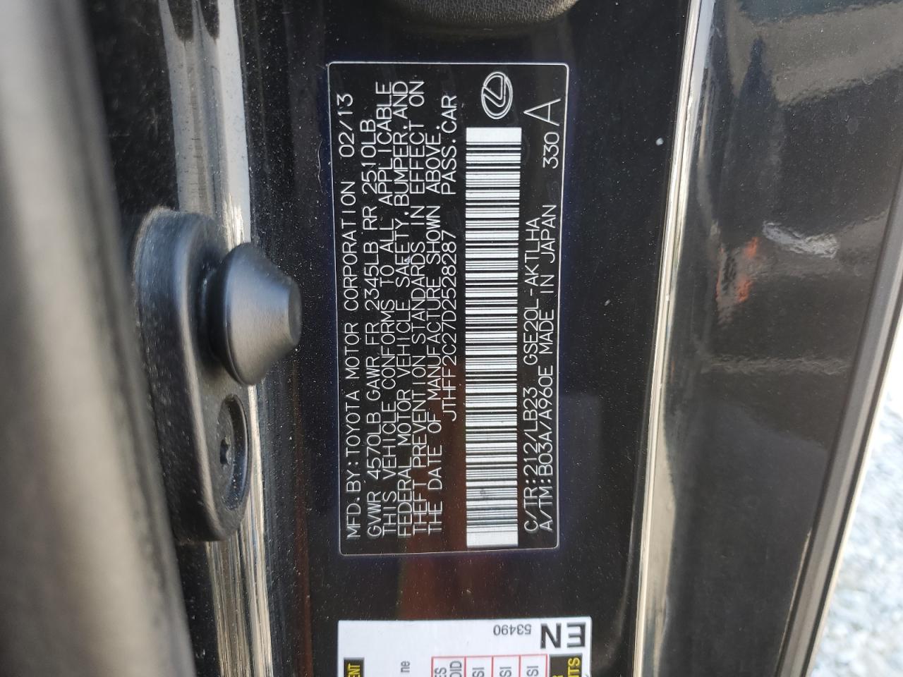 2013 Lexus Is 250 VIN: JTHFF2C27D2528287 Lot: 64436245