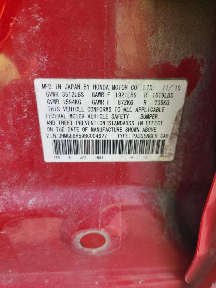 2011 Honda Fit Sport VIN: JHMGE8H59BC004627 Lot: 65212245
