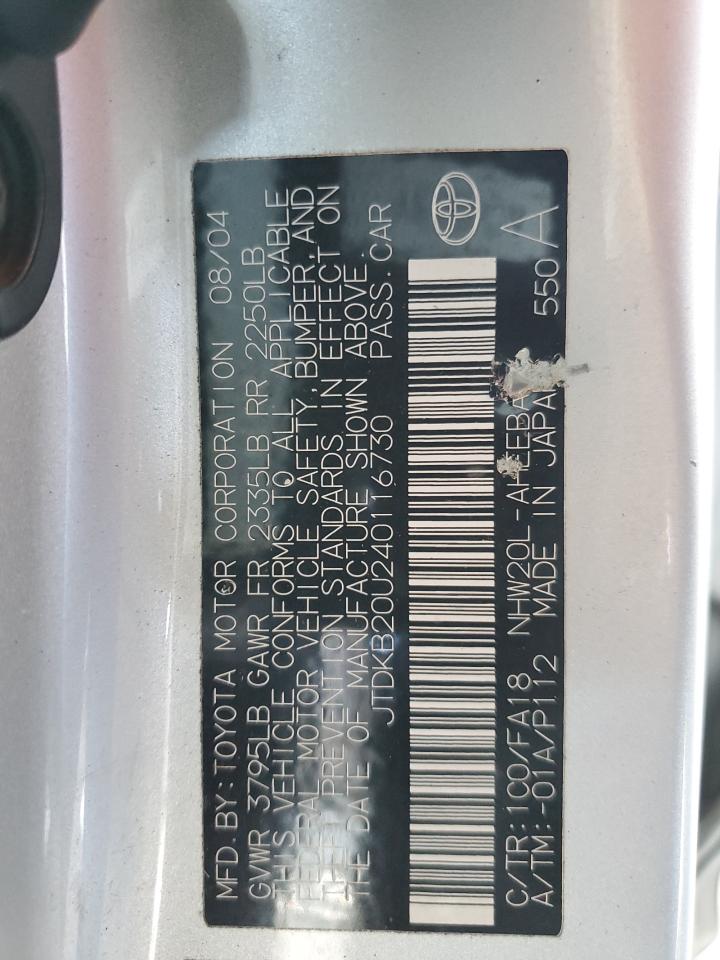 2004 Toyota Prius VIN: JTDKB20U240116730 Lot: 64180455