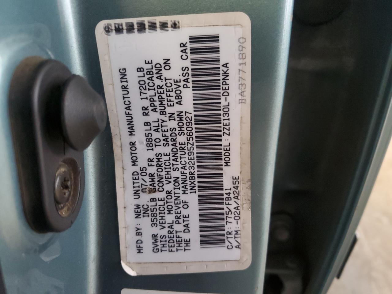 2005 Toyota Corolla Ce VIN: 1NXBR32E95Z560927 Lot: 66011075