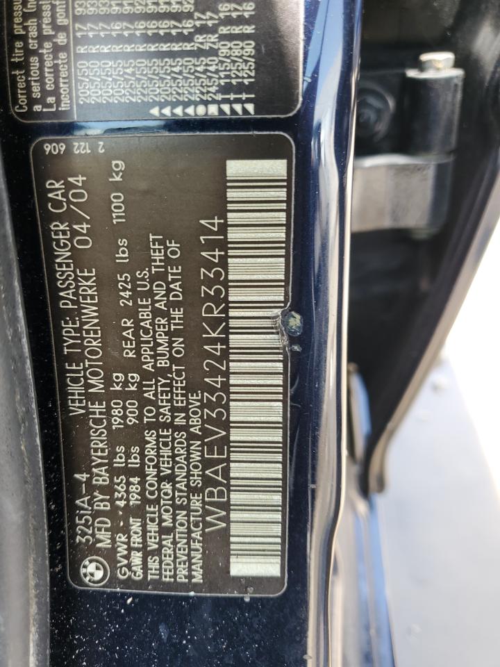 2004 BMW 325 I VIN: WBAEV33424KR33414 Lot: 65209743