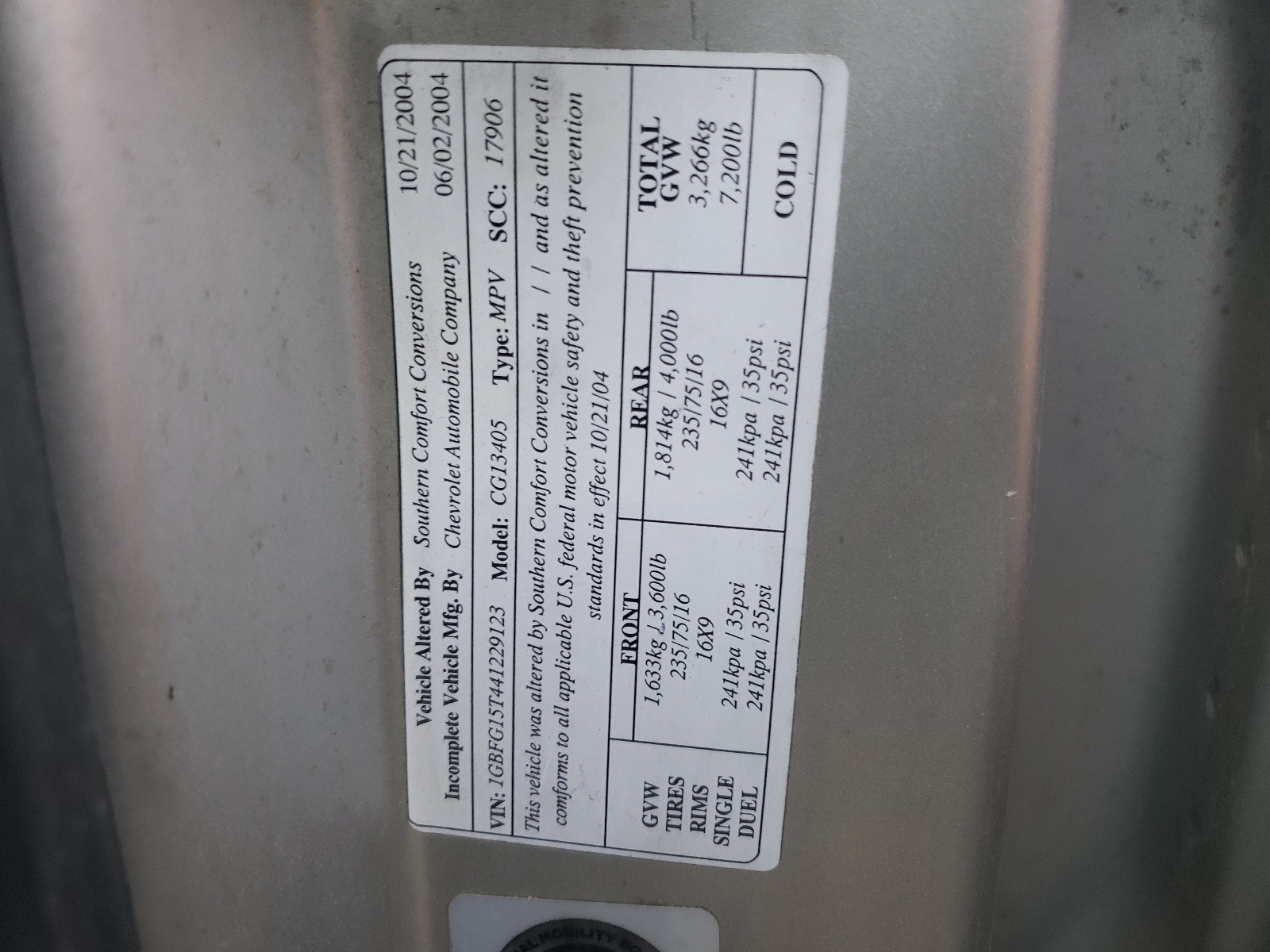 1GBFG15T441229123 2004 Chevrolet Express G1500