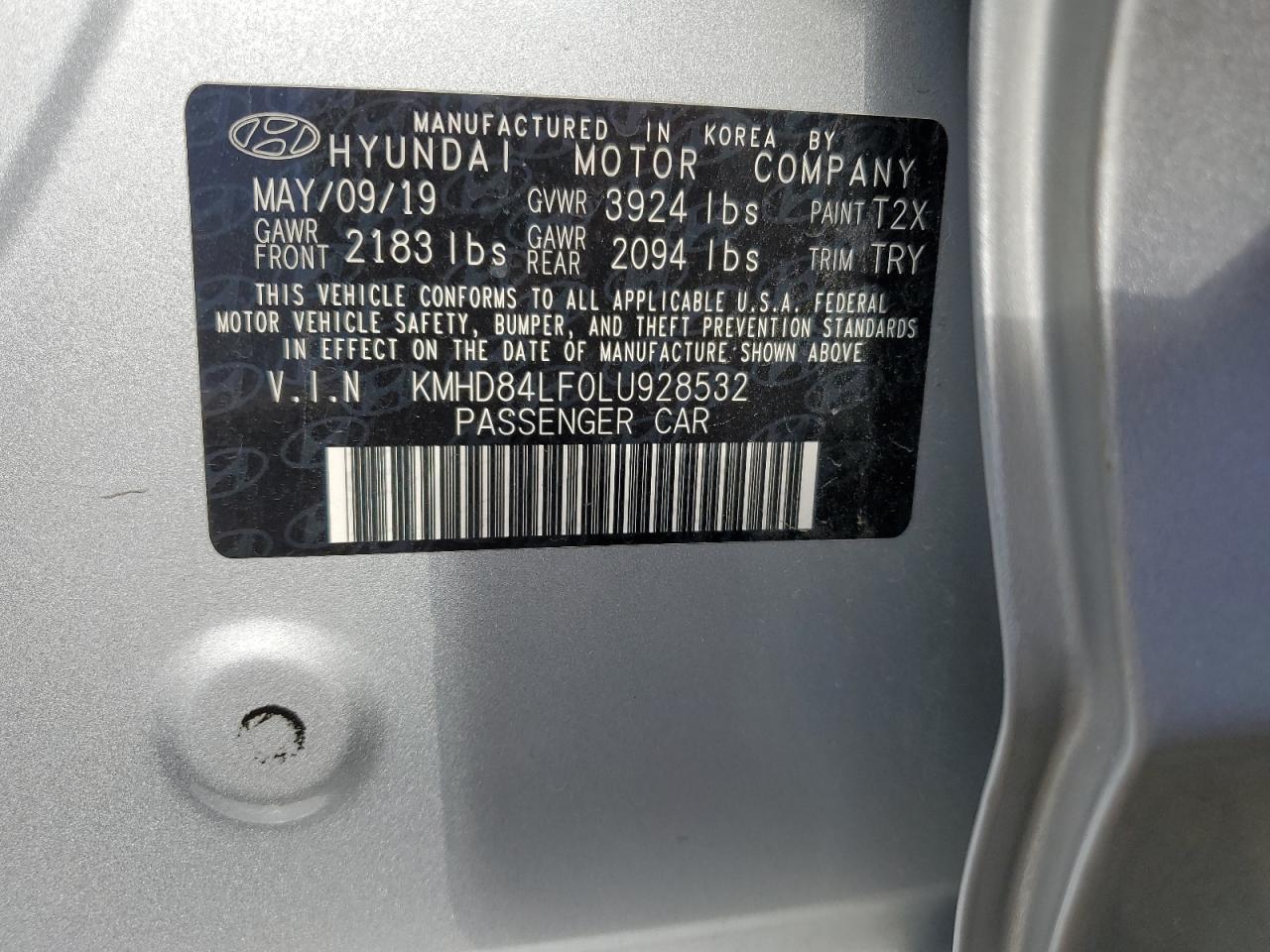 KMHD84LF0LU928532 2020 Hyundai Elantra Sel