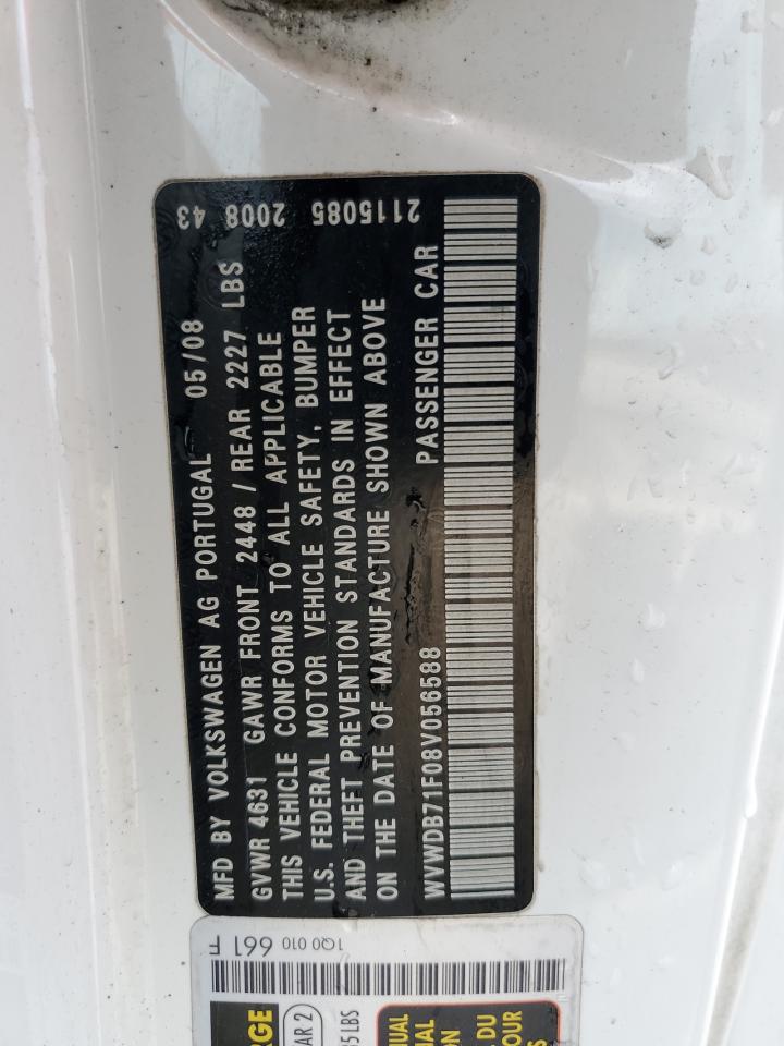 2008 Volkswagen Eos Vr6 VIN: WVWDB71F08V056588 Lot: 65628723