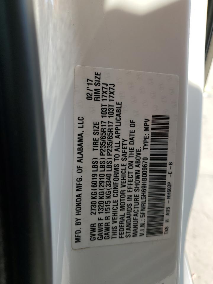 5FNRL5H69HB009670 2017 Honda Odyssey Exl