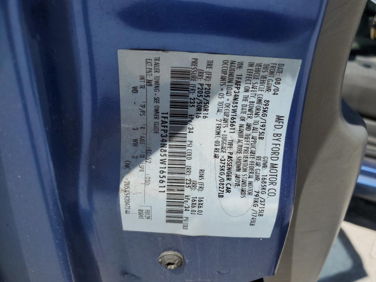 2005 Ford Focus Zx4 VIN: 1FAFP34N85W165611 Lot: 59436824