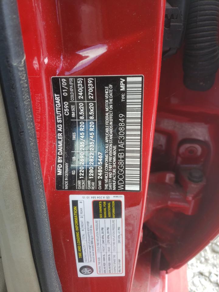 2010 Mercedes-Benz Glk 350 4Matic VIN: WDCGG8HB1AF308849 Lot: 86254845