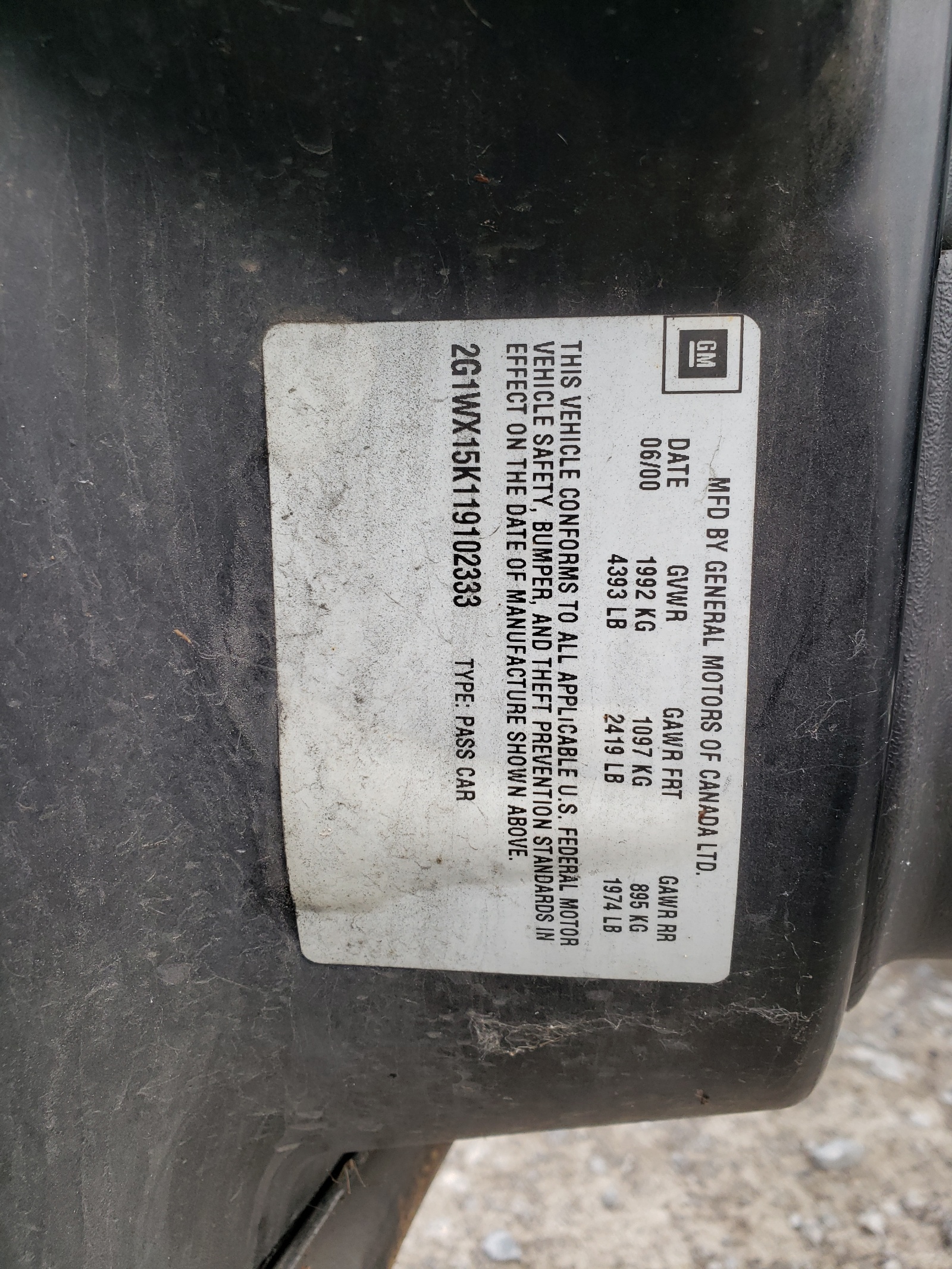 2G1WX15K119102333 2001 Chevrolet Monte Carlo Ss