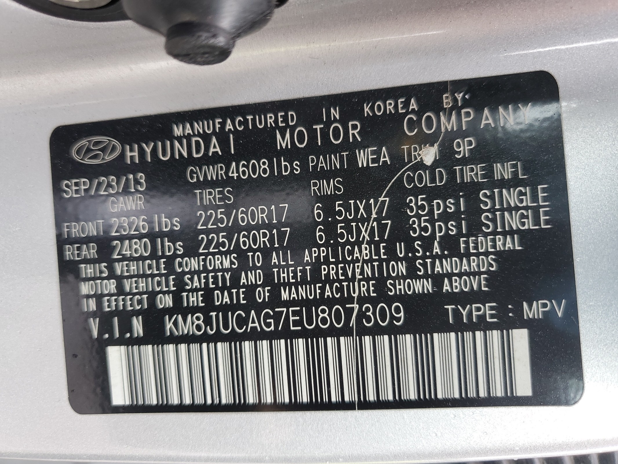 KM8JUCAG7EU807309 2014 Hyundai Tucson Gls