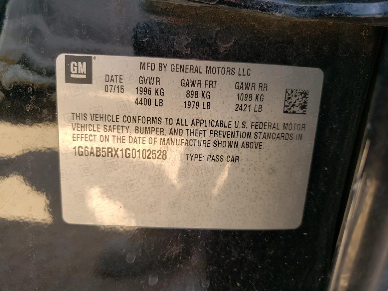 2016 Cadillac Ats Luxury VIN: 1G6AB5RX1G0102528 Lot: 60797895