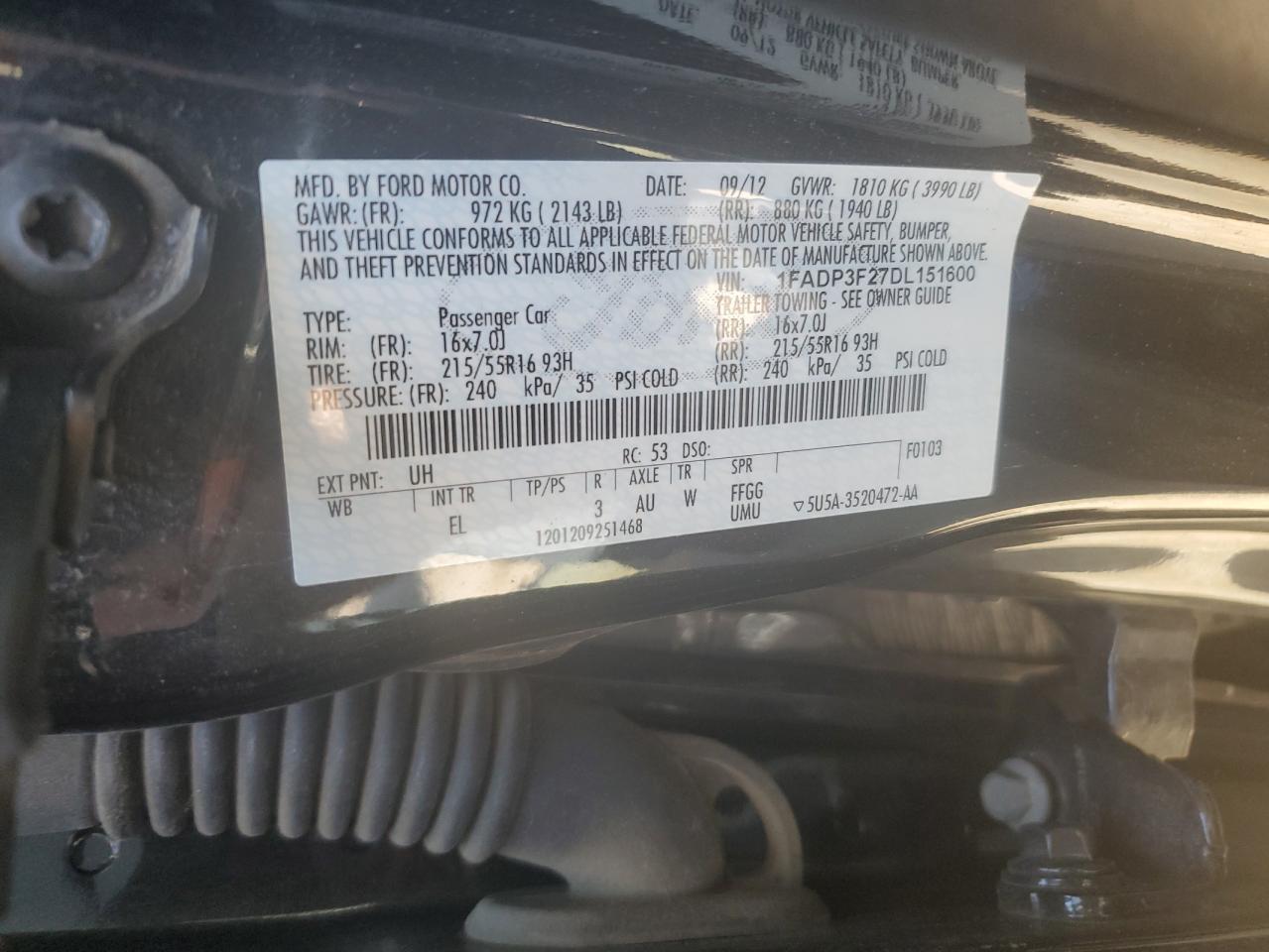 1FADP3F27DL151600 2013 Ford Focus Se