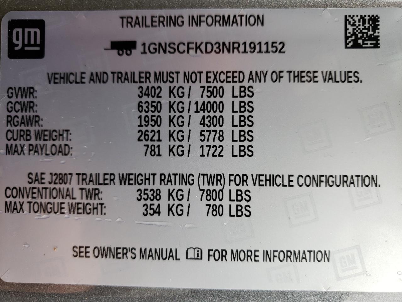 1GNSCFKD3NR191152 2022 CHEVROLET SUBURBAN - Image 14
