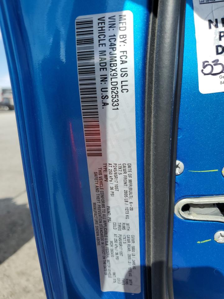 2020 Jeep Cherokee Trailhawk VIN: 1C4PJMBX9LD625331 Lot: 63758863