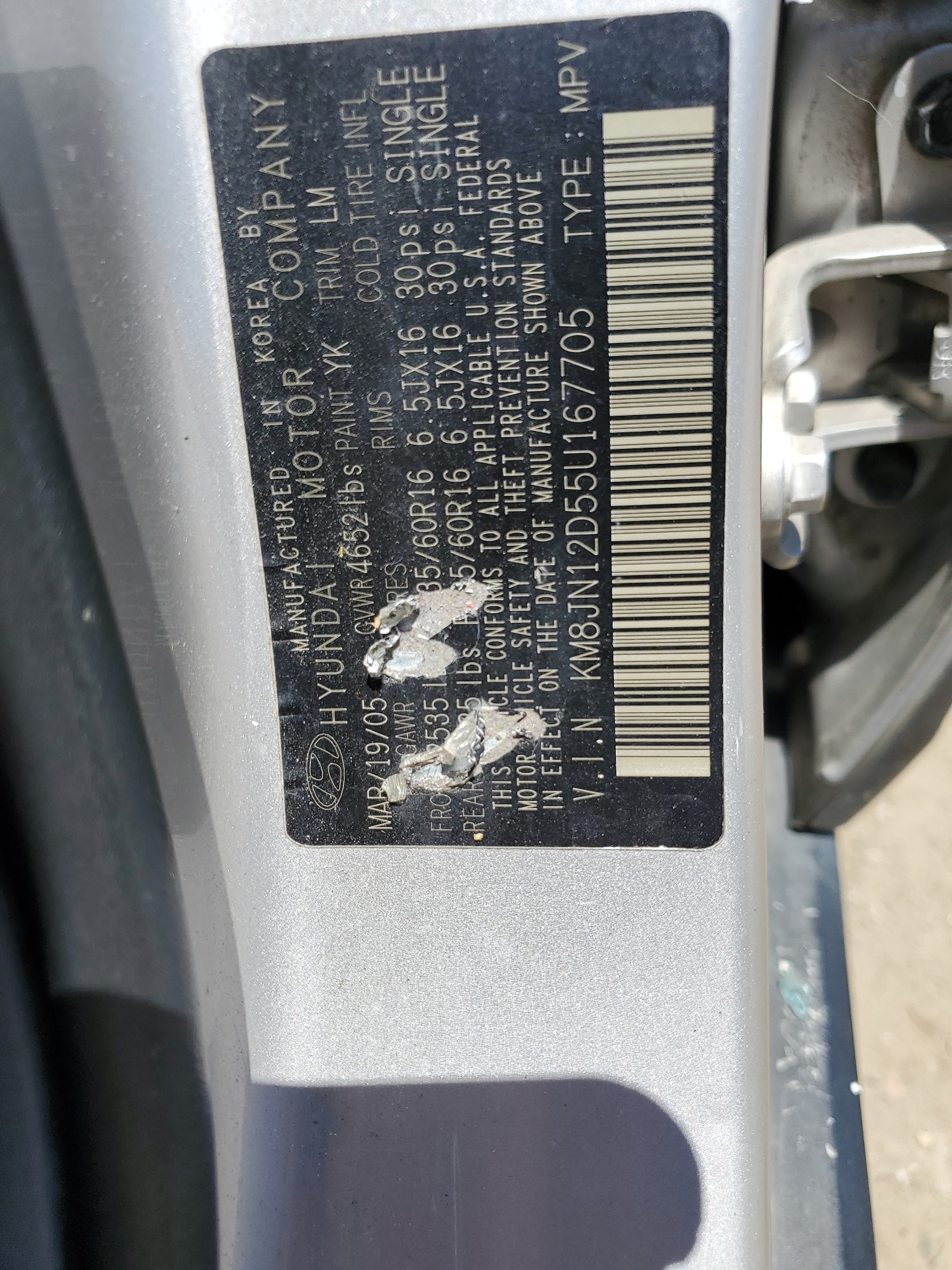 KM8JN12D55U167705 2005 Hyundai Tucson Gls