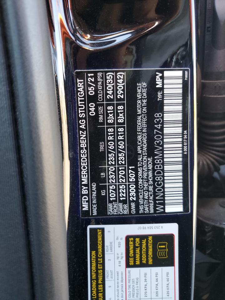 2021 Mercedes-Benz Glc 300 VIN: W1N0G8DB8MV307438 Lot: 63143103