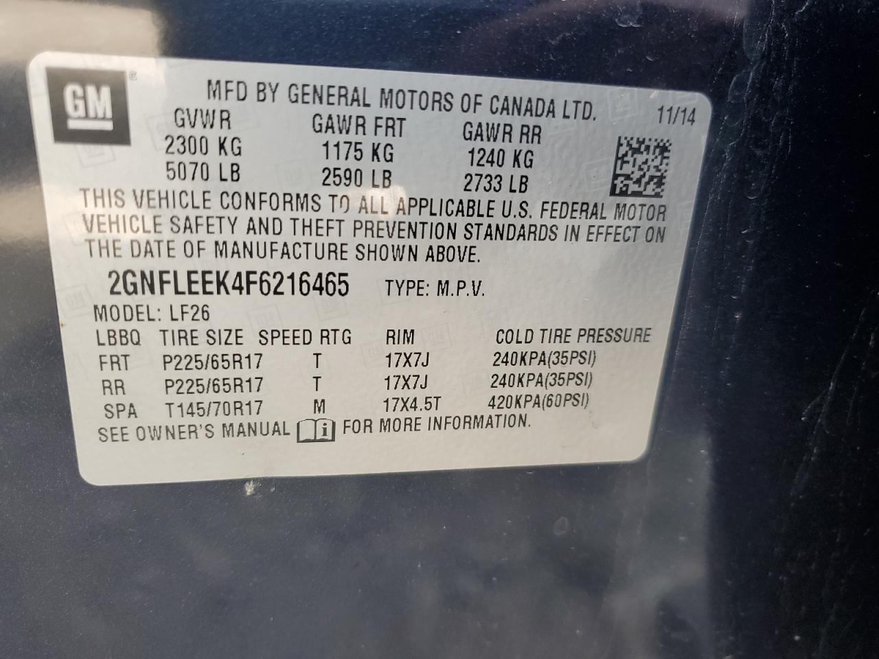 2015 Chevrolet Equinox Ls VIN: 2GNFLEEK4F6216465 Lot: 78392693